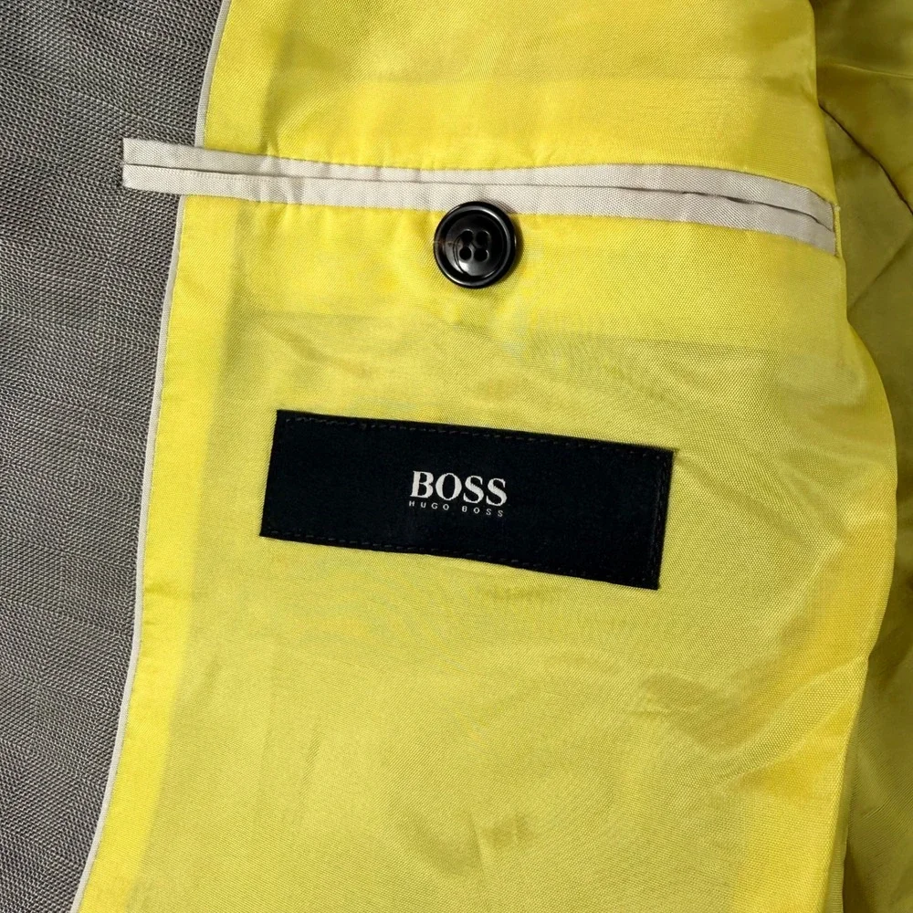 Hugo Boss The‎ James1 Grey Wool Blazer Yellow Lining Guabello Italy 42R Luxury